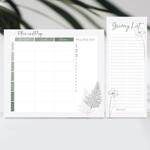 Meal Planner & Grocery List Set, Weekly Meal Planning Notepad, Meal Plan with Magnetic Shopping List for Command Center, Daily Food Journal