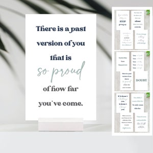 12 cartes de citations motivantes, jeu de cartes de correspondance inspirantes, citations de planificateur de remise en forme, citations de journal de perte de poids, affirmations de journal de remise en forme