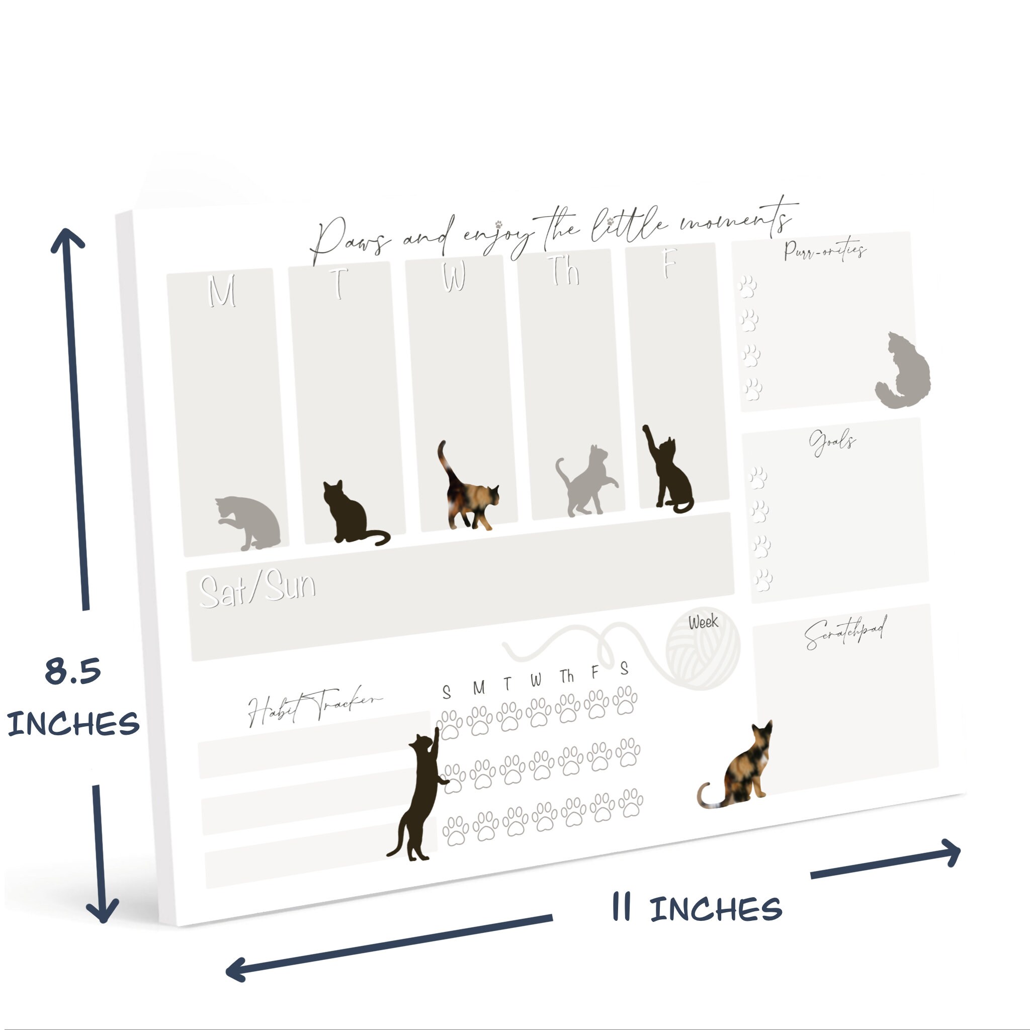 Weekly Planner Pad, to Do List Notepad, Cat Mom Daily Schedule Memo Pad ...