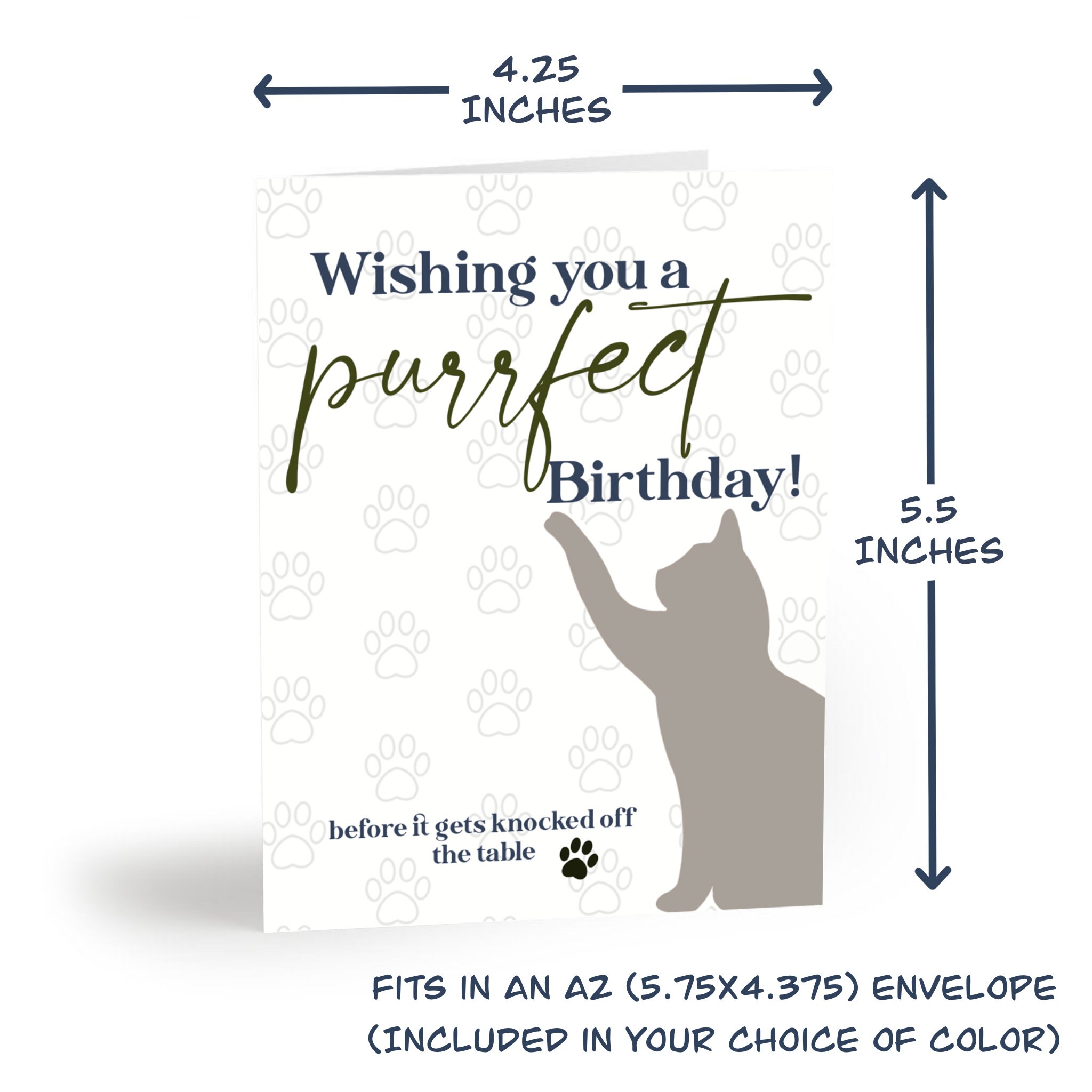Cute Cat Birthday Card, Happy Birthday Card for Cat Lover, Funny Cat ...