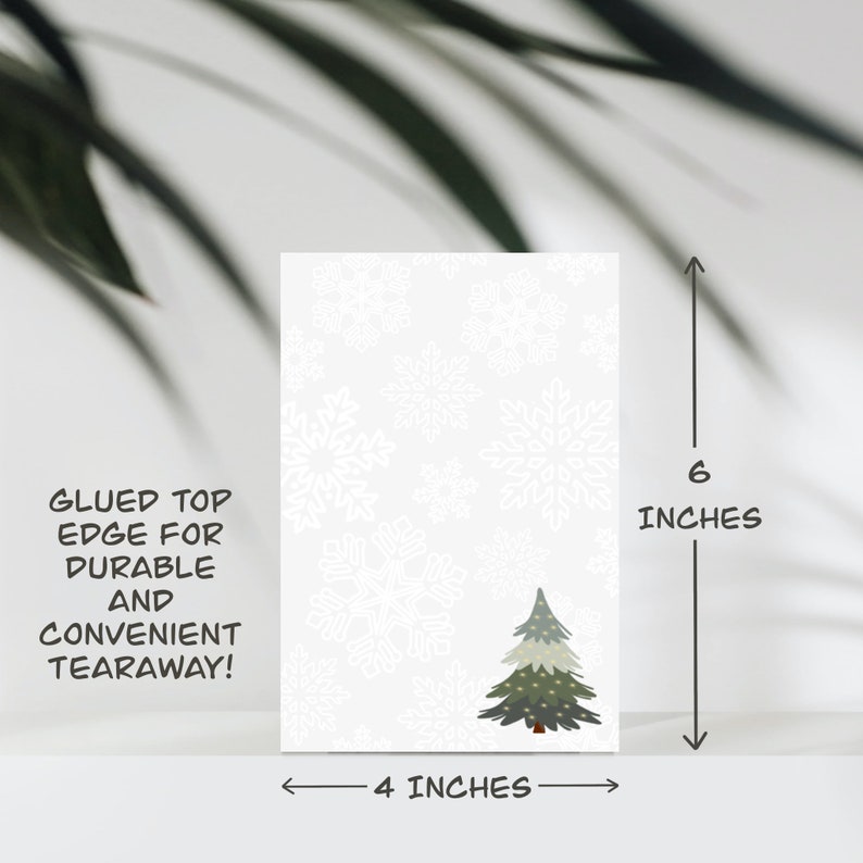 Christmas Tree Notepad, Winter Snowflakes Memo Pad, Holiday to Do List