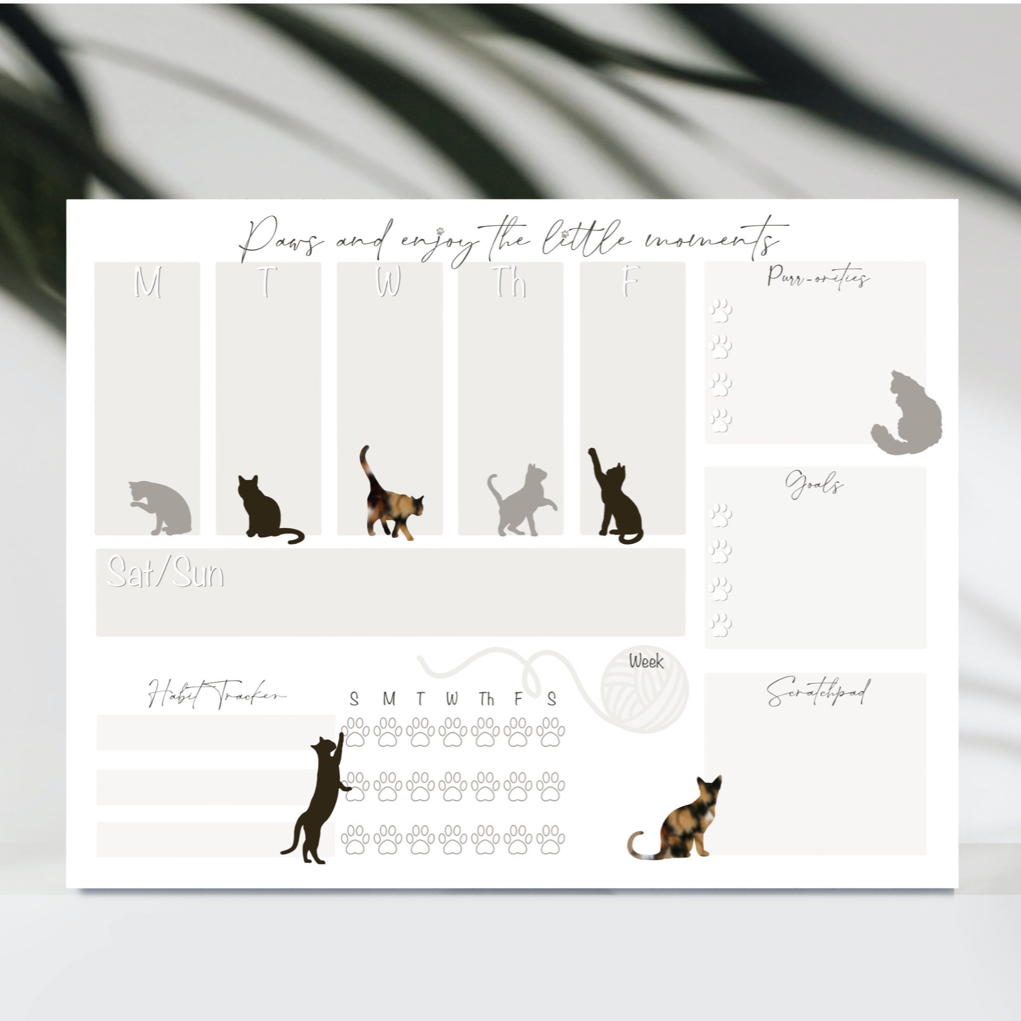 Weekly Planner Pad, to Do List Notepad, Cat Mom Daily Schedule Memo Pad ...
