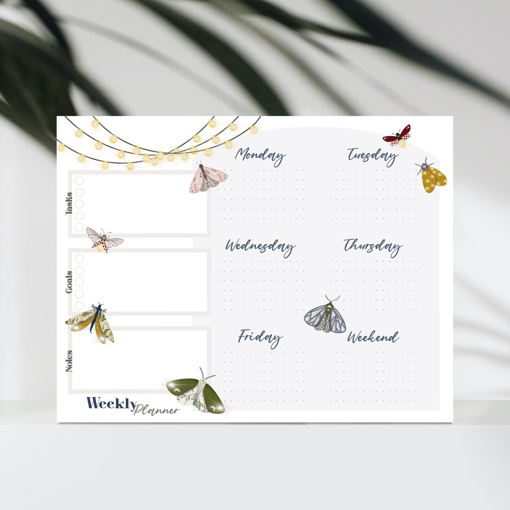 Weekly Planner Pad, to Do List Notepad, Moth Themed Weekly Agenda Memo ...