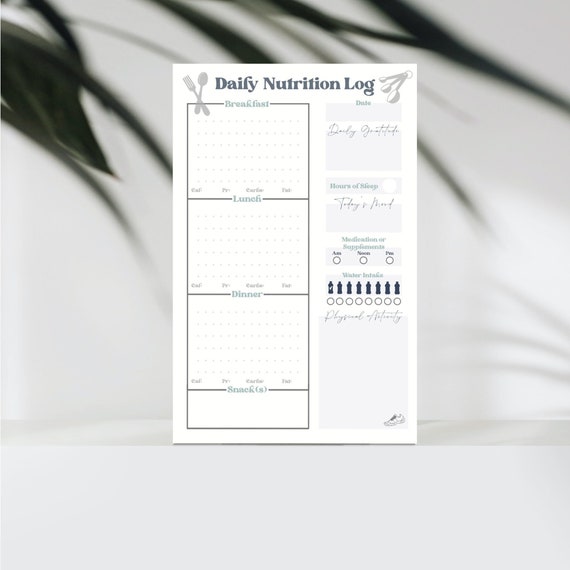 Food Journal, Daily Nutrition Log, Food Tracker Notepad, Weight Loss Nutrition Log, Meal Planner, Habit Tracker, Health & Fitness Tracker