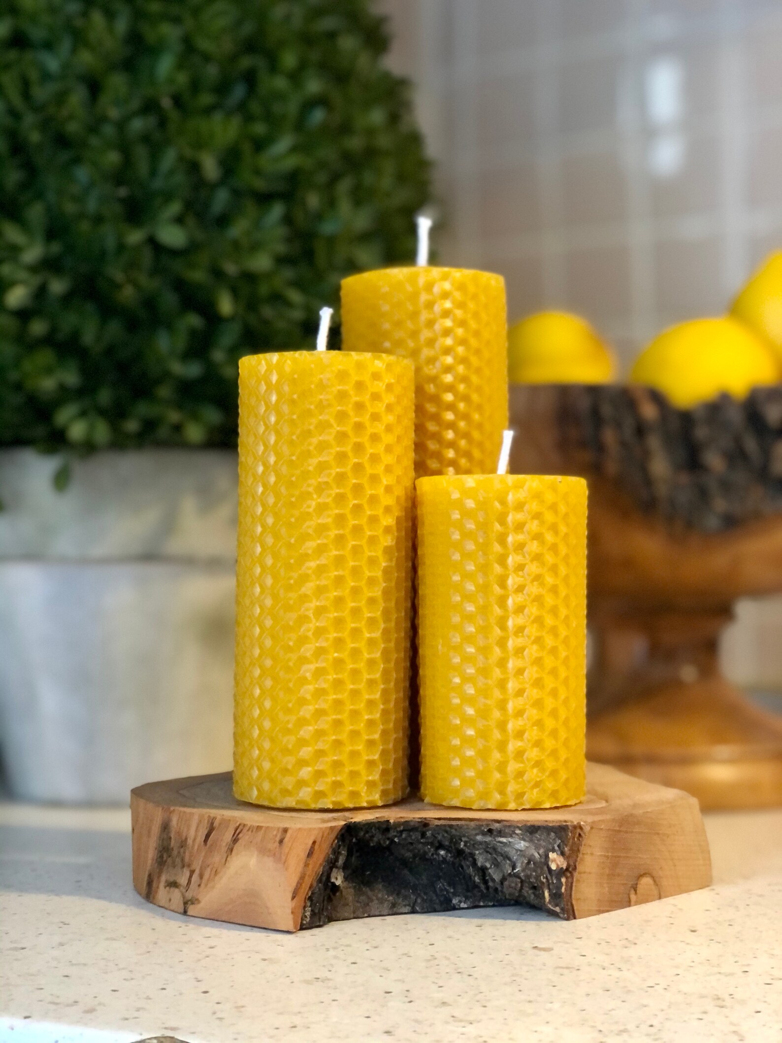 Set of 3 Pillar Candles 100 Pure Beeswax Candles Rituel Etsy UK