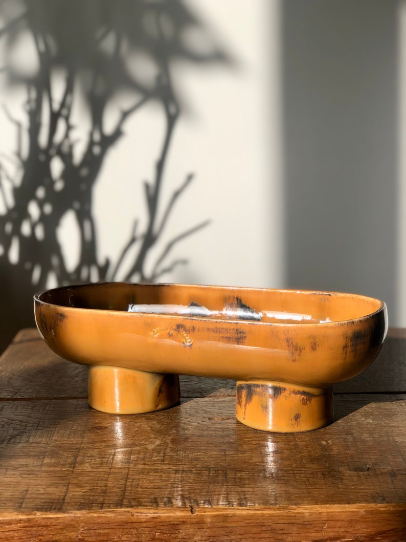 Rustic Double Footed Bowl, Unique Ceramic Serving Bowl, Sage İncense Burner, Ceramic Serving Appetizer Tray, Decorative Ceramic Fruit Bowl image 5