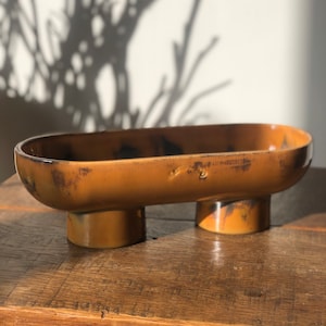 Rustic Double Footed Bowl, Unique Ceramic Serving Bowl, Sage İncense Burner, Ceramic Serving Appetizer Tray, Decorative Ceramic Fruit Bowl image 4