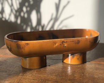 Rustic double footed bowl, Unique ceramic serving bowl, Sage incense burner, Ceramic serving appetizer tray, Decorative ceramic bowl