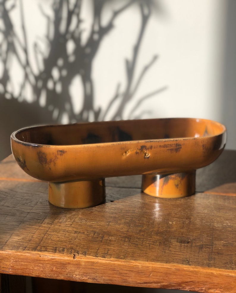 Rustic Double Footed Bowl, Unique Ceramic Serving Bowl, Sage İncense Burner, Ceramic Serving Appetizer Tray, Decorative Ceramic Fruit Bowl image 4