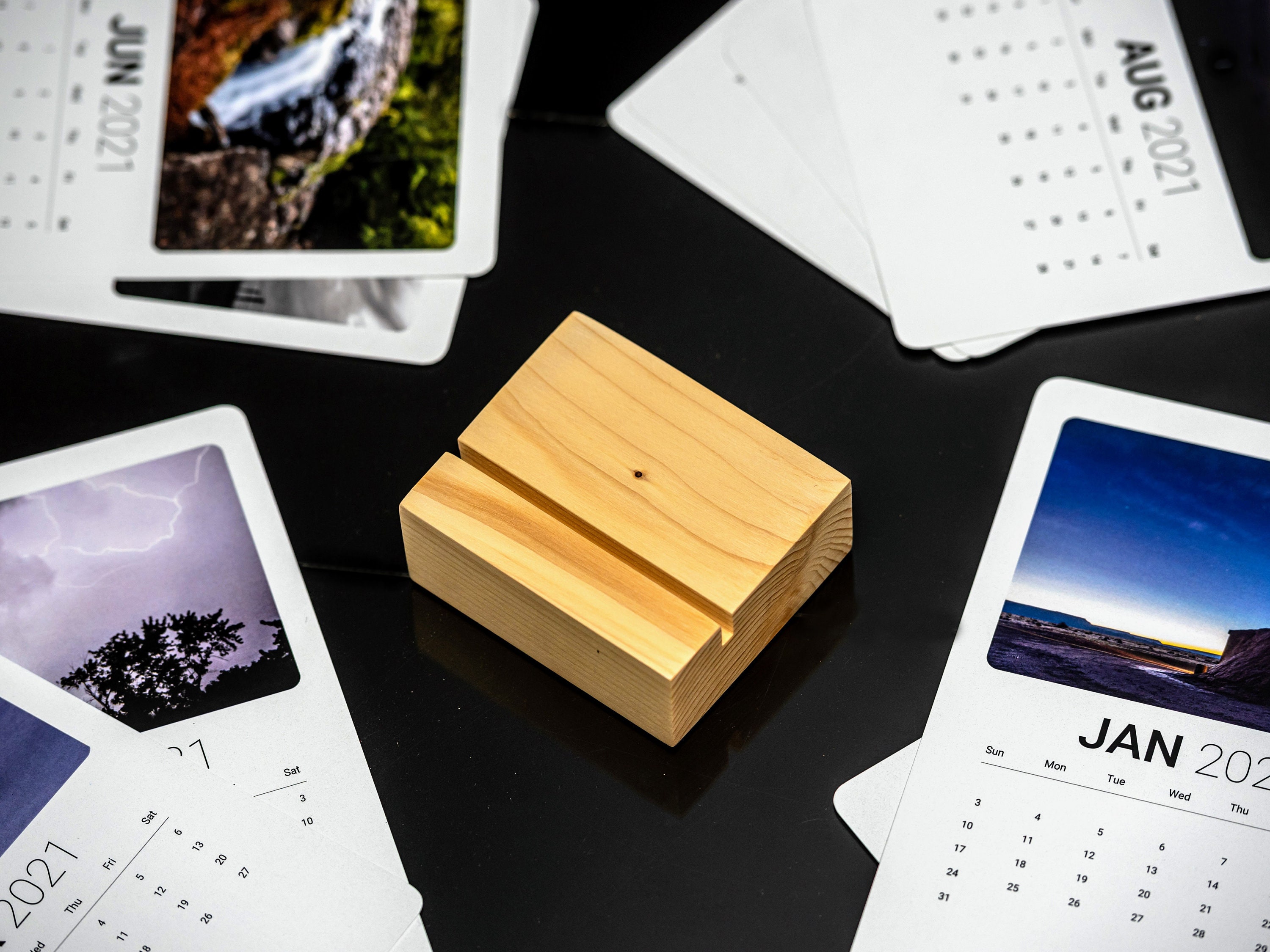 NATURAL Wood Calendar holder wood calendar stand with 1/4 inch Etsy