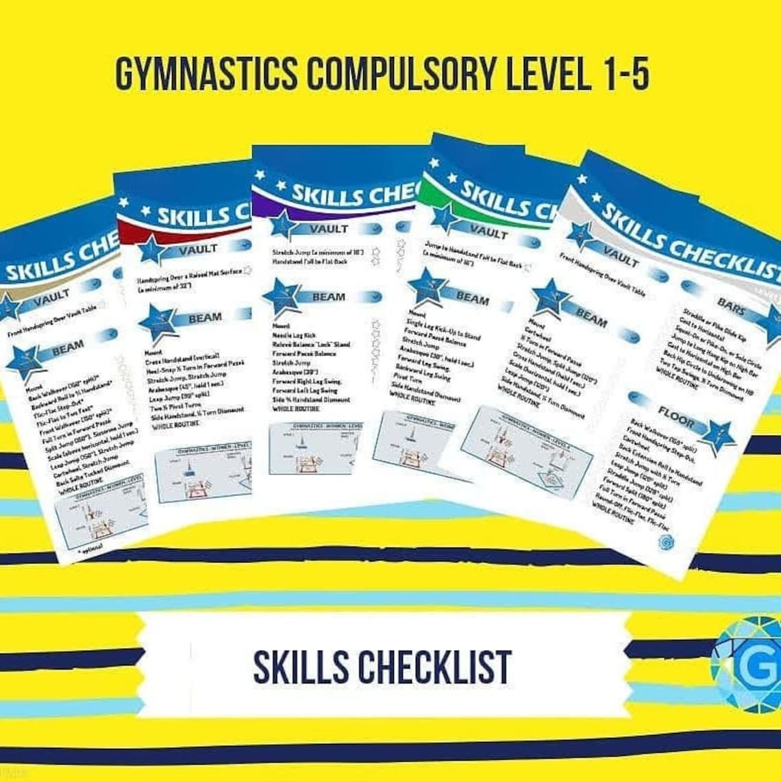 Gymnastics Skills Checklist Compulsory Level 5 Printed 8.5in x Etsy