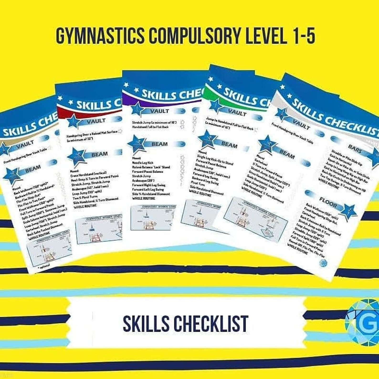 Gymnastics Skills Checklist Compulsory Level 5 Printed 8.5in x Etsy