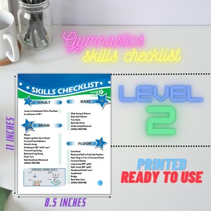 Gymnastics Skills Checklist Compulsory Level 2 Printed 8.5inx11in Gymnastics Skills Progression