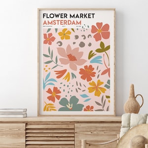 Flower Market Print, Flower Market Poster, Flower Market Amsterdam,  Floral Art Print, Digital Download, Amsterdam Poster