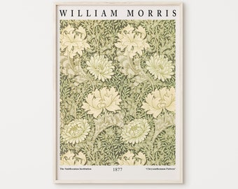 William Morris Floral Pattern, Morris Art Print, Flower Pattern, Exhibition Poster, Printable Wall Art, Digital Download