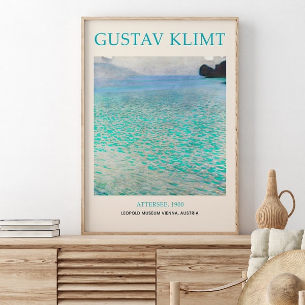 Gustav Klimt Attersee Exhibition Poster, Gustav Klimt Print, Klimt Wall Art, Ocean Poster, Digital Art Print