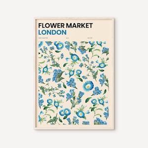 Flower Market London Poster, Flower Market Prints, Botanical Print, Floral Art Print, Florist Gift, Digital Art Print