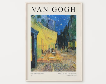 Van Gogh Cafe Terrace At Night Painting, Van Gogh Print, Affiche d’exposition, Art mural imprimable, Impression d’art numérique