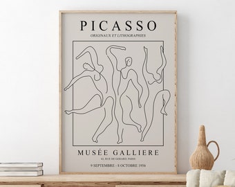 Picasso Print, Pablo Picasso The Dance Line Drawing Print, Lithograph Exhibition Poster, Picasso Digital Art Print