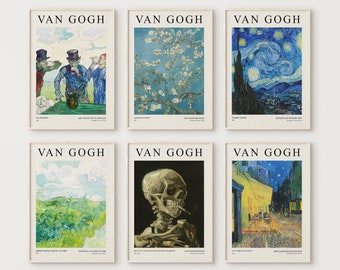 Van Gogh Set of 6 Prints, Gallery Wall Set, Van Gogh Paintings, Set of 6, Exhibition Poster, Digital Art Print