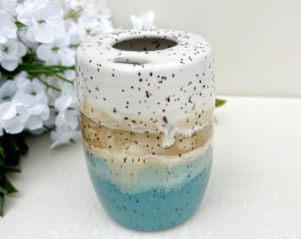 Handmade Iced Coffee Cup | 8 oz Pottery To Go Cup | Ceramic Iced Espresso Tumbler | Coastal Travel Cup | Wheel Thrown Mug