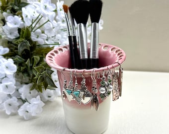Pottery Earring Organizer & Make Up Brush Holder| Drop Earring Holder | Earring Tree for Dangle Earrings | Bath Vanity Organizer