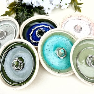 Handcrafted Ring Holder - Speckled Stoneware Pottery Ring Dish in Multiple Color Options