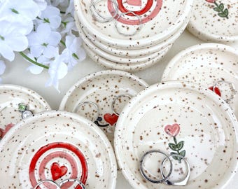 Speckled Stoneware Heart Themed Trinket Dish | Ring Dish for Mom