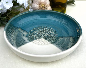 Handmade Stoneware Garlic Grater & Herb Stripper – Ceramic Kitchen Tool | Gift for Foodies and Chefs