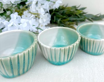 Handmade Pottery Prep Bowls Set of 3 | Mini Nesting Dip Bowls | Ceramic Sauce Bowls | Coastal Kitchen Snack Bowls | Rustic Stoneware