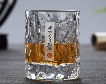 Japanese Hammered Whiskey Glass Tumbler - Japan Style Glass - Whisky Glass - Scotch Glass - Bourbon Glass - Whiskey Glass Set