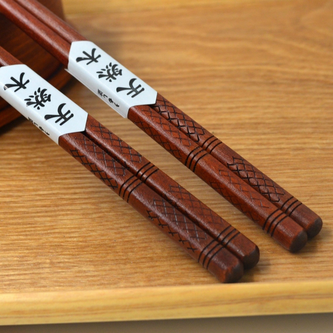 Japanese Dark Wood Chopsticks Hand Carved Chop Stick Set Etsy