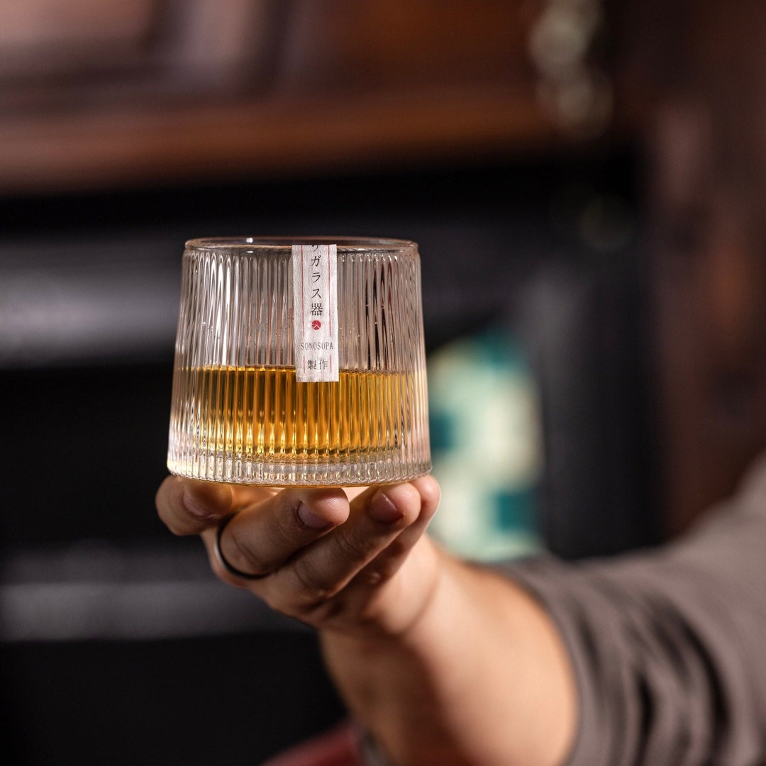 Japanese Spinning Whiskey Glass Tumbler in Gift Box Unique - Etsy