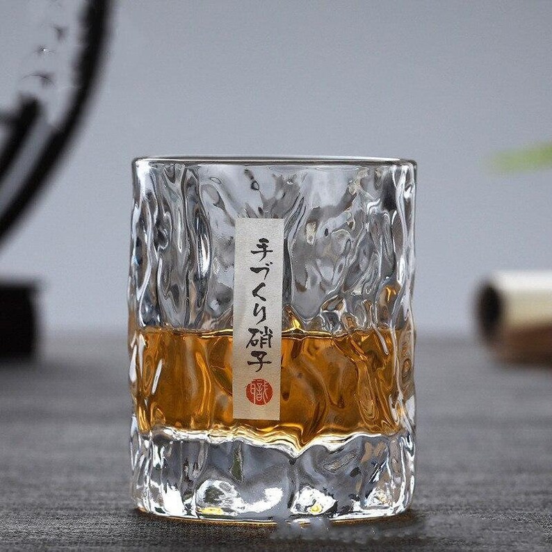 Japanese Hammered Glass Whiskey Tumbler Japan Style Glass Etsy