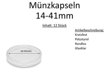 12x Münzkapseln 14-41mm Münzkapsel Coin Caps Coin Capsule Münzdosen