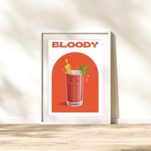 Bloody Mary Printable, Cocktail Wall Art, Cocktail Print, Instant Download, Keuken Decor, Bar Cart Print