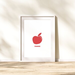 Apple Printable, Charcuterie Art, French Quote, Kitchen Poster, Instant Download