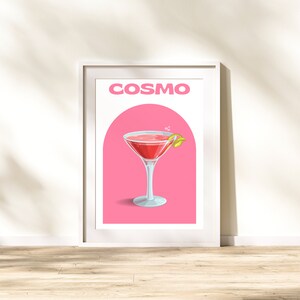Cosmopolitan Printable, Cocktail Wall Art, Cocktail Print, Instant Download, Keuken Decor, Bar Cart Print