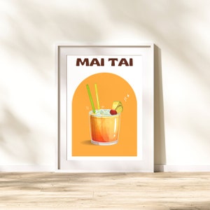 Mai Tai Printable, Cocktail Wall Art, Cocktail Print, Instant Download, Keuken Decor, Bar Cart Print