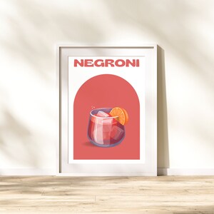 Negroni Printable, Cocktail Kunst aan de muur, Cocktail Print, Instant Download, Keuken Decor, Bar Cart Print