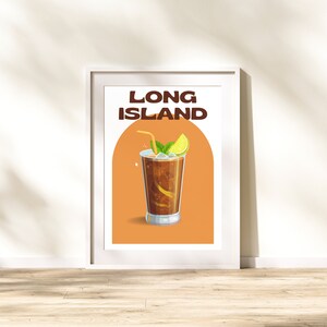 Long Island Iced Tea Printable, Cocktail Kunst aan de muur, Cocktail Print, Instant Download, Keuken Decor, Bar Cart Print
