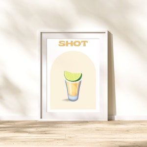 Shot Printable, Cocktail Wall Art, Cocktail Print, Instant Download, Keuken Decor, Bar Cart Print