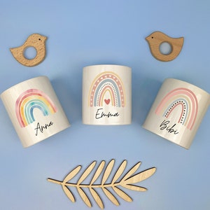 Regenbogen Spardose personalisiert Kind, individuell Namen, Geschenkidee Sparbüchse Babygeschenk Taufe Keramik, Taschengeld Sparbox