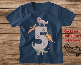 Dino birthday shirt blue 2,3,4,5,6,7,8 | Birthday children | Can be individually designed with a name