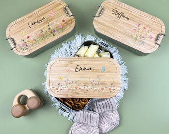 Edelstahl Brotdose Kinder personalisiert, Blumen Brotdose Mädchen, Lunchbox Kids, Brotdose Baby, Lunchbox, Brotdose, Brotbox Schule