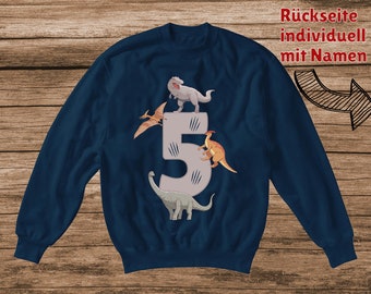 Dino Long Sleeve Birthday Shirt Sweatshirt Kids 2,3,4,5,6,7,8 | Birthday children individually with name