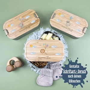 Brotbox Kinder mit Fächern, Jausebox Kinder Schule, Edelstahl Brotdose, Lunchbox Kinder für Schule Kindergarten Zuhause, Personalisiert