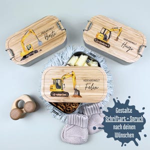 Boîte à lunch bébé personnalisée, boîtes à lunch pour enfants en forme d'excavatrice de chantier, boîte à lunch pour enfants, boîte à lunch pour bébé, boîte à lunch, boîte à lunch nain de fête pour l'école
