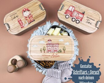 Edelstahl Brotdose Mit Gravur "Feuerwehrmann Maske" | Personalisierbar, 3 Größen (S/M/L), Spülmaschinenfest & Nachhaltig