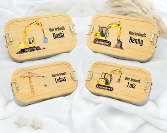 Portapranzo personalizzato per neonati, portapranzo per bambini con escavatore da cantiere, portapranzo per bambini, portapranzo per neonati, portapranzo, portapranzo con gnomo per feste, portapranzo per la scuola